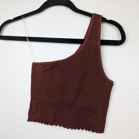 NWOT Spiritual Gangster Luna one shoulder seamless crop tank brown - Picture 1 of 3